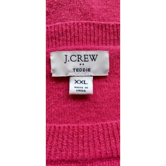 J. Crew Women's XXL Fuchsia Teddie Wool Blend Crewneck Sweater Preppy Academia - Picture 5 of 6